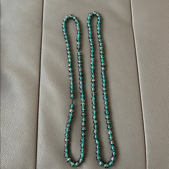 Vintage Hand Painted Glass 32” Necklaces - Picture 4 of 6